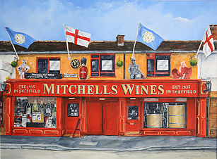 Mitchells Wines shopfront illustration